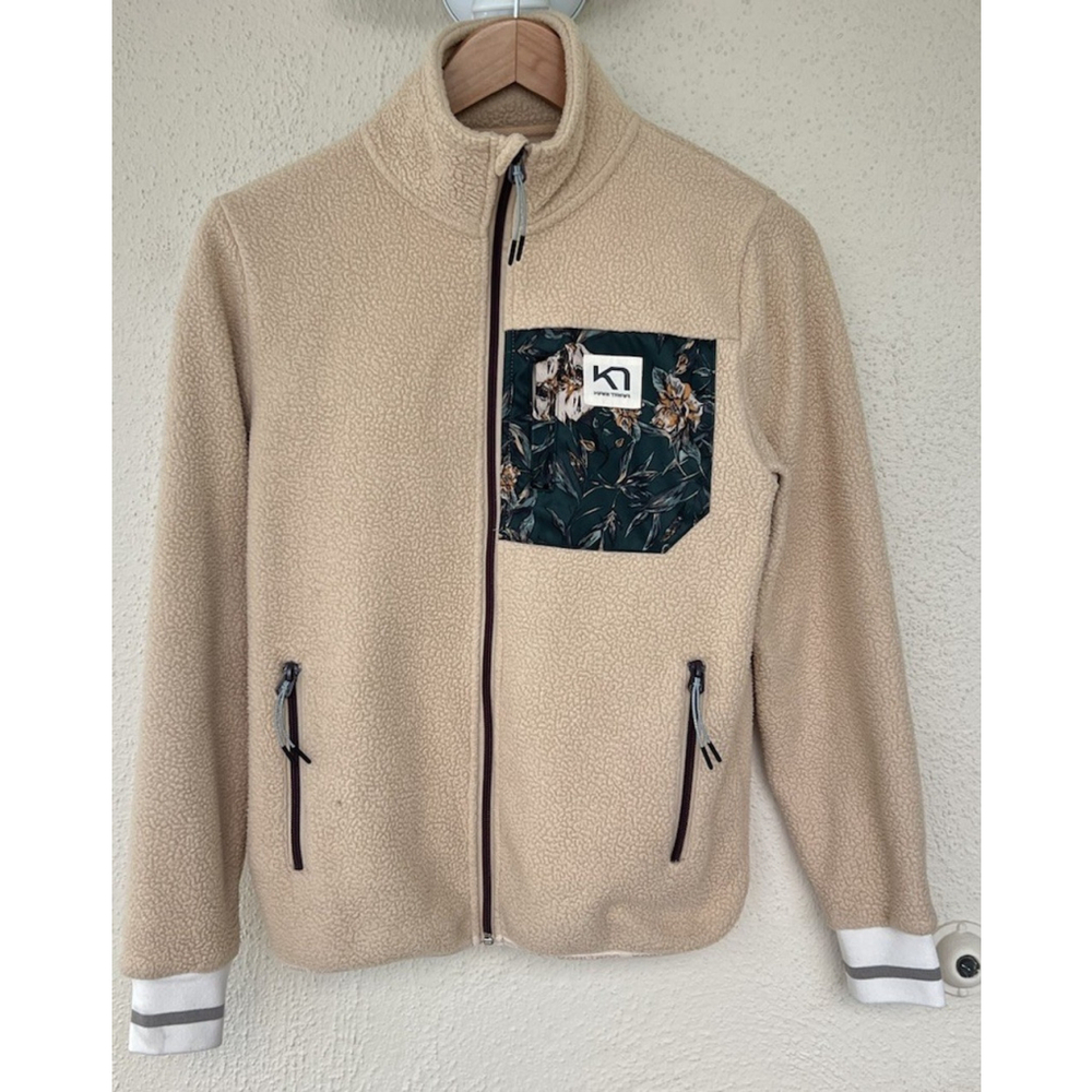 Kari Traa Rothe Fleece Jacket Womens Size XS Printed Oat Full Zip Midlayer Thick